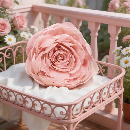 JWH Stereo Flower Throw Pillow Covers Aesthetic Decorative Floral Accent Pillow Cases Round Cushion Handmade Pillowcase for Bedroom Bed Couch Chair Car 12 Inch Peach Pink