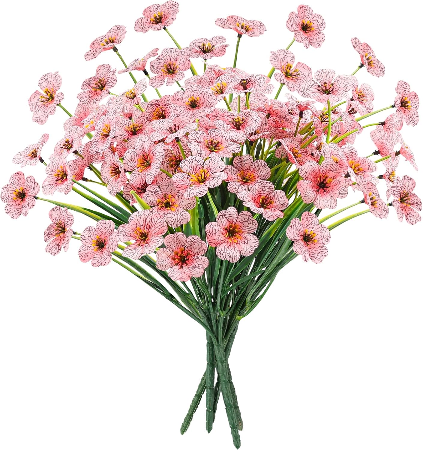 MACTING Artificial Flowers for Outdoors 6 Bundles UV Resistant Fake Flowers No Fade Faux Plastic Plants for Outdoor Planters Window Patio Porch Yard Garden Outside Summer Decorations,Pink