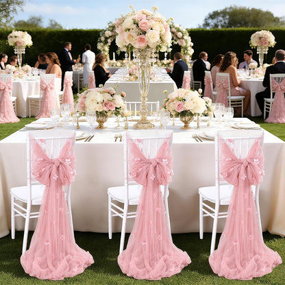 LuoluoHouse Pearl Tulle Tablecloth 10ft Flower Pearl Table Runner Sheer Gauze Fabric Wedding Lace Kitchen Linen for Arch Bridal Shower Veil Baby Shower Sweetheart Table Decorations(Dusty Pink)