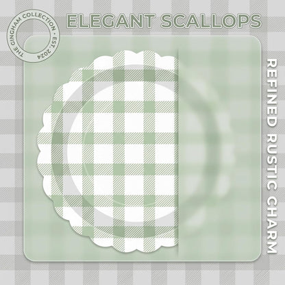 350 PCS Sage Green Gingham Party Supplies,Pink Gingham Birthday Party Set with 9" & 7" Gingham Plates, Napkins, Forks, Knives, Spoons,Perfect for Baby Shower Decorations,Wedding, Outdoor Picnic