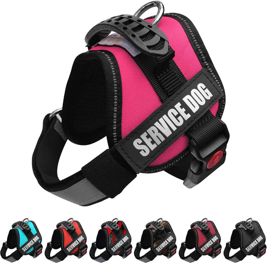 ALBCORP Service Dog Vest Harness – Reflective Service Animal Vest, No-Pull Harness with Handle & Mesh Padding – Sizes XXS-XL for Puppies – 2 Removable Service Patches Included (Extra Small, Pink)