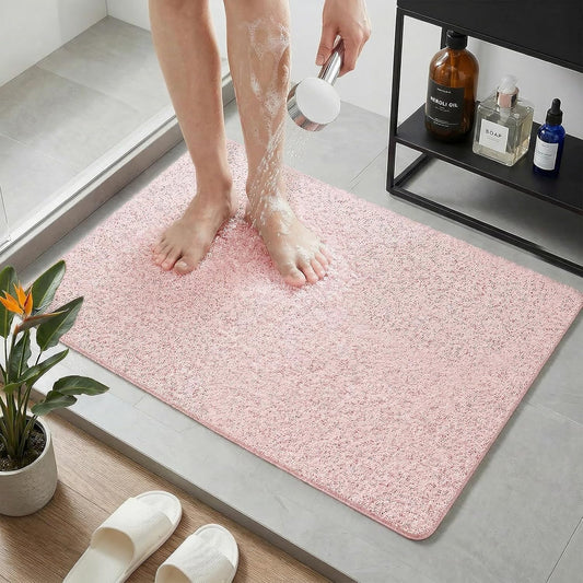 Shower Mat Non Slip, 16 x 24 Inch, Pink Shower Mats for Inside Shower, Soft PVC Loofah Bath Mats for Tub, Quick Drying Easy Cleaning Bathroom Stall Floor Mat Without Suction Cup