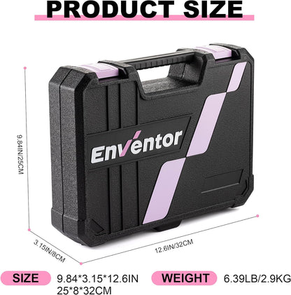 Enventor Pink Tool Kit Set for Women, 146PCS General Household Hand Tool Kit with Storage Toolbox, Ladies Small Basic Tool Kits for Home Maintenance, DIY Projects