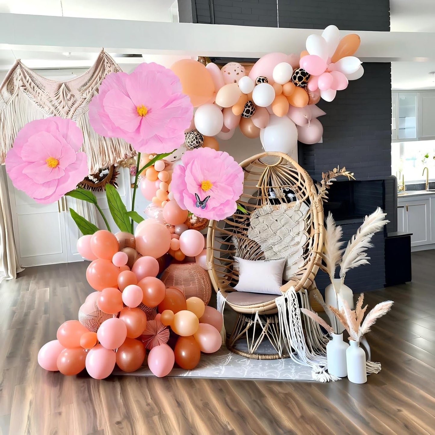 5.8 Ft Giant Artificial Flowers,Large Paper Flower,Huge Poppy Flowers Decoration for Wedding,Hotel,Office,Window Display and Home Farmhouse Decor(Pink)