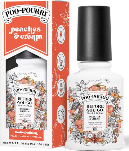 Poo-Pourri Before-You-Go Toilet Spray, Peaches & Cream, 2 Fl Oz - Peach, Jasmine and Vanilla