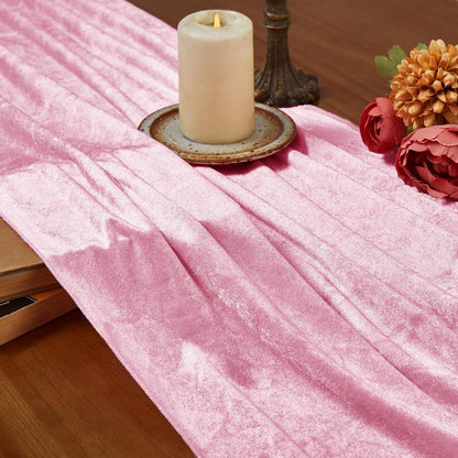 P Pothuiny Velvet Pink Table Runner 20 x 120Inch/ 10ft Long Luxurious Elegant Velvet Fabric Table Runner for Wedding Reception, Thanksgiving, Halloween, Christmas Decor