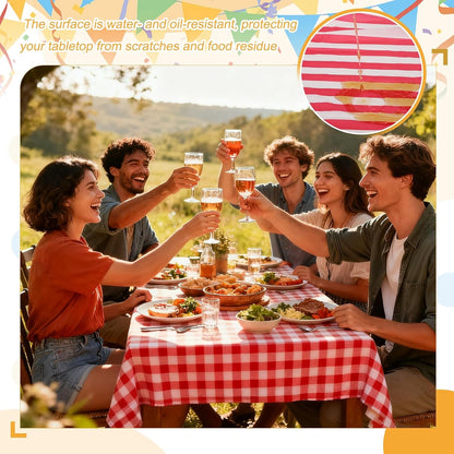 uxcell 3Packs Pink and White Striped Table Cloths 54 x 108 Inches Rectangle Plastic Tablecloth Waterproof Table Cover for Dining Birthday Party Kitchens Picnic
