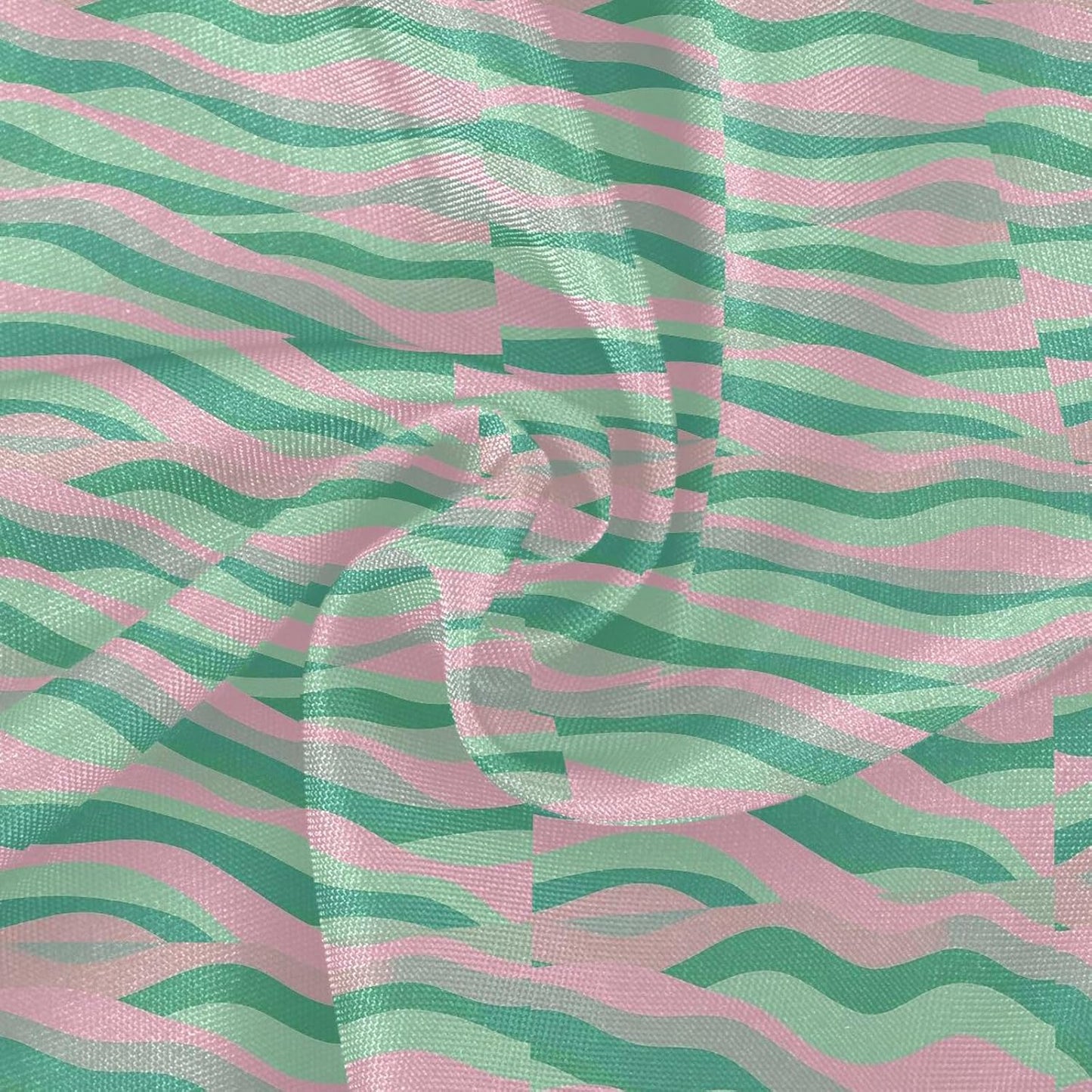 Wave Pattern Green Peach Round Tablecloth Fabric 60 Inch Long Washable Polyester Lace, Circle Tablecloth Table mat Protective for Picnic Restaurant Picnic