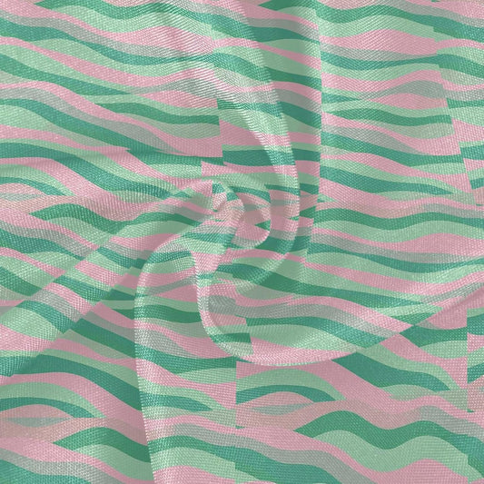 Wave Pattern Green Peach Round Tablecloth Fabric 60 Inch Long Washable Polyester Lace, Circle Tablecloth Table mat Protective for Picnic Restaurant Picnic