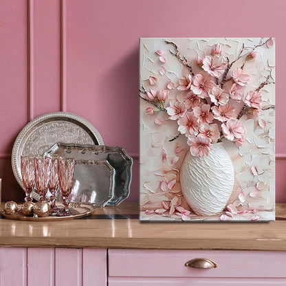 Pink Floral Canvas Wall Art sakura Flowers Botanical painting Decor Pictures Cherry blossoms Posters Prints for Living Room Classroom Bedroom office corridor bathroom Decoration