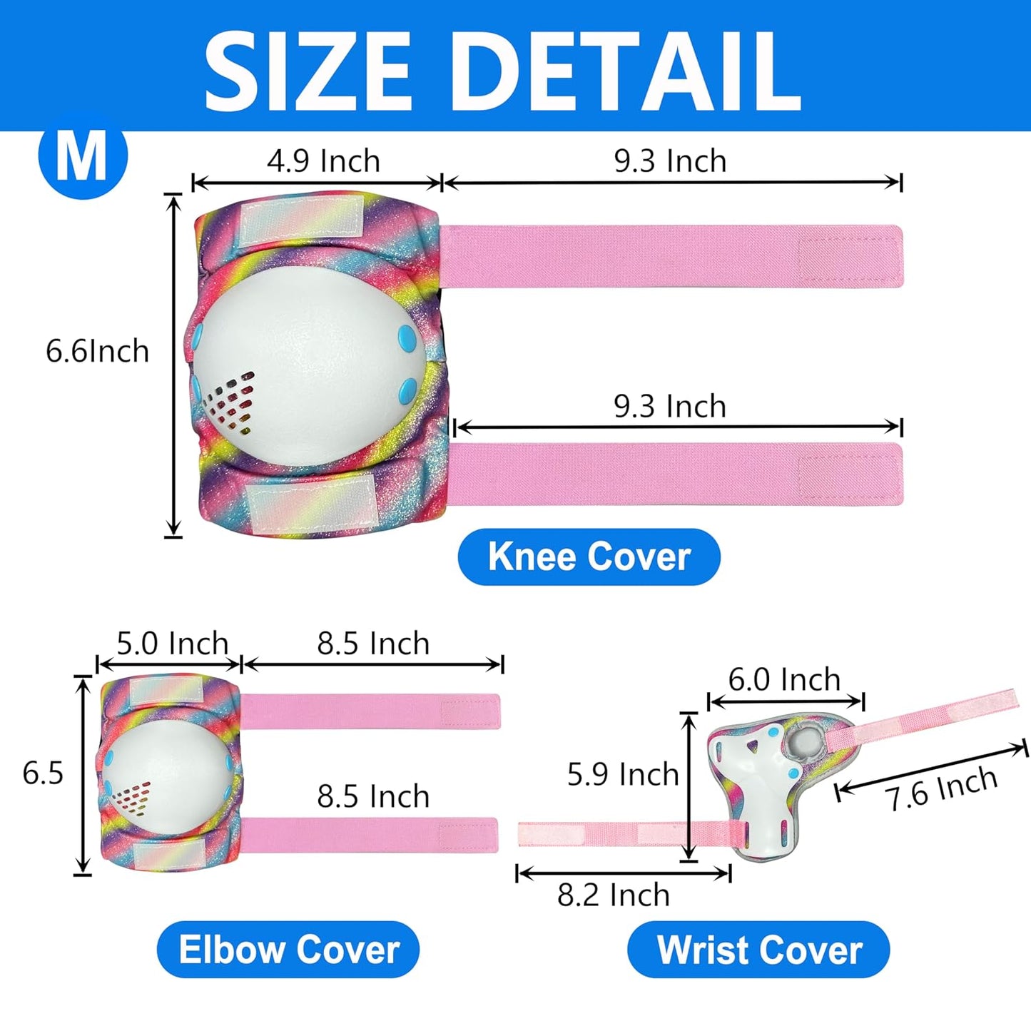 Kids Knee Pads and Elbow Pads Set,Girls Pink Skateboarding Pad,Kid Protective Gear Set for Scooter,Cycling and Rollerblading,Ice Skate and Skateboard Pads for Kids 8-12 Years Old