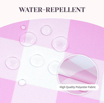 Poise3EHome Rectangle Outdoor Tablecloth with Umbrella Hole and Zipper,Pink and White Gingham 84x60 Inch,SpillProof Washable Table Cloth for Spring Summer Patio Garden Poolside Picnic Camping BBQS