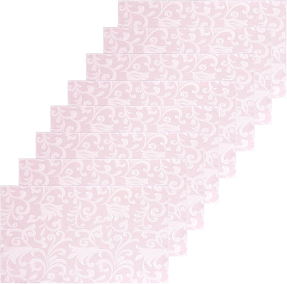 8 Pieces Scroll Damask Jacquard Light Pink Placemats,13 x 19 inch Protect Surface Heat and Stain Resistant Dinner Mats