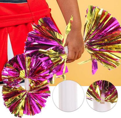 NOLITOY 2pcs Cheer Pom Poms for Sports Reusable Handheld Cheerleading Props Lightweight 100g Metallic Pink Gold Suitable for Dance and Cheering Squad