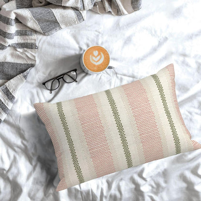 Boho Pillow Covers 12x20 Set of 2 Sage Green Pink Stripe Polka Dot Throw Pillow Covers Outdoor Decoration Modern Abstract Decorative Pillowcase Farmhouse Linen Lumbar Cushion Case for Home Sofa