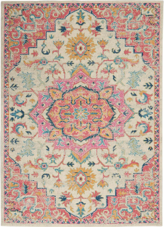 Nourison Home Passion Ivory Pink 3'9" x 5'9" Area Rug - Easy Clean, Non Shedding, Bed Room, Living Room, Dining Room, Kitchen (4' x 6')