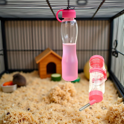 125ML Hamster Water Bottle Steel Ball Design Non-drip Plastic Small Animal Auto Dispenser Pet Supplies Water Feeder for Hamster,Rabbit, Guinea Pig, Squirrel Pink Hanging Water Auto Dispenser