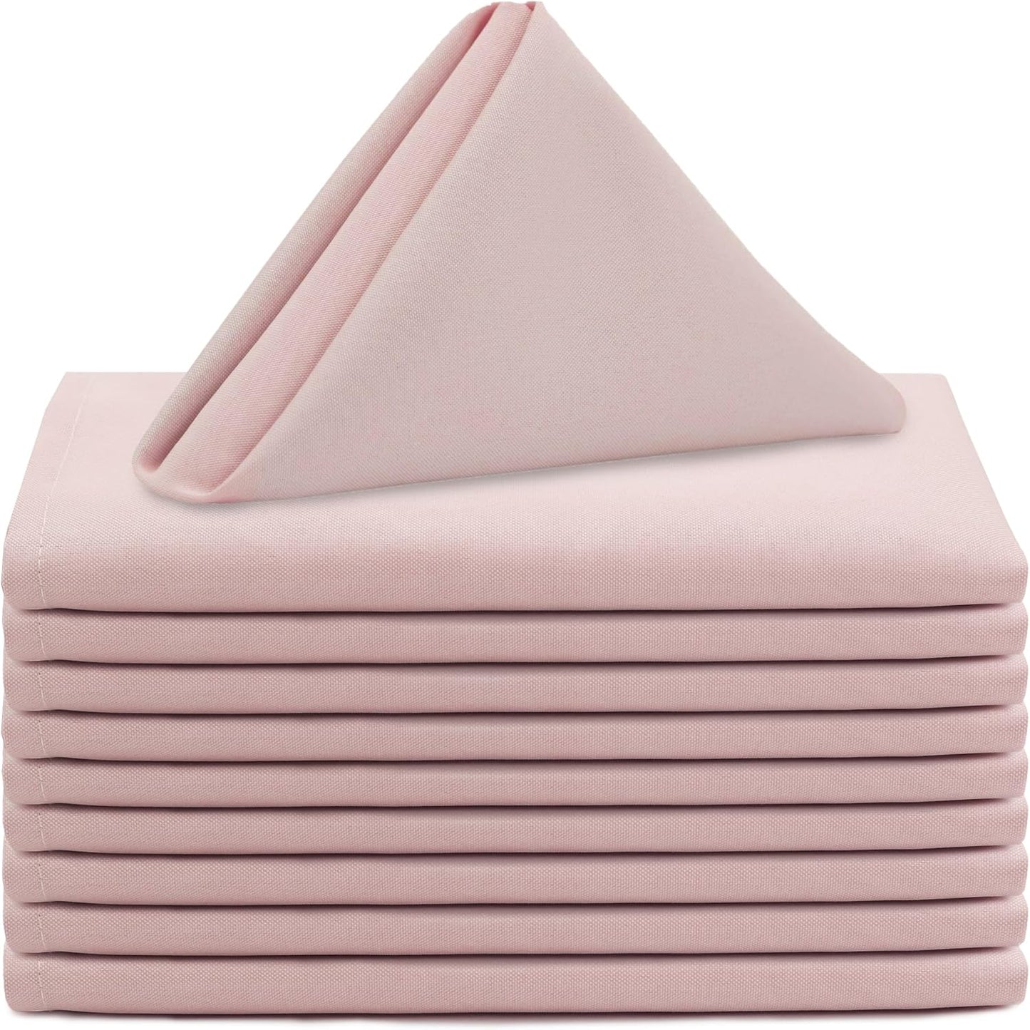 Your Chair Covers - 10 Pack 20 Inch Blush Cloth Polyester Napkins – Washable Dinner Fabric Napkins with Hemmed Edges for Weddings, Restaurants & Special Events