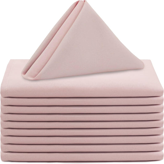 Your Chair Covers - 10 Pack 20 Inch Blush Cloth Polyester Napkins – Washable Dinner Fabric Napkins with Hemmed Edges for Weddings, Restaurants & Special Events