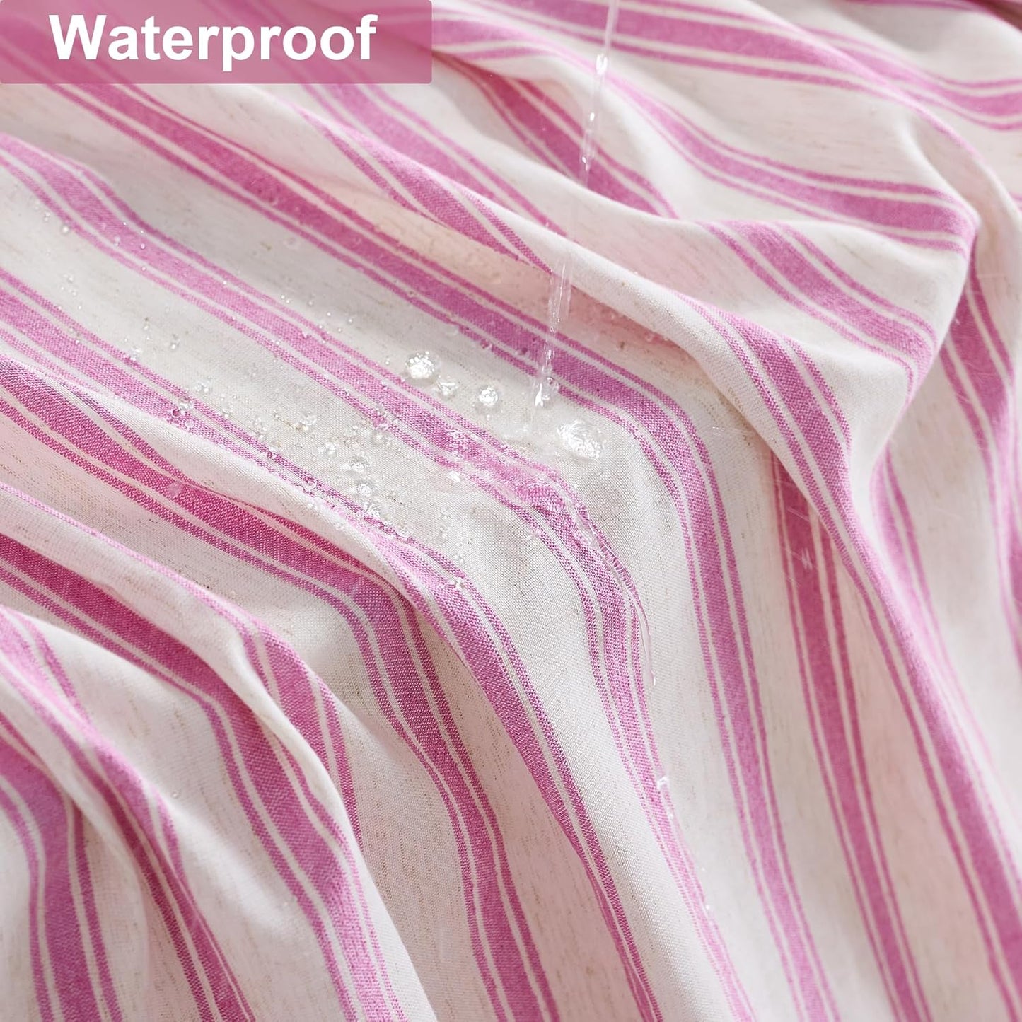 PROCIDA Pink Shower Curtain-Wider Striped, 72x72 Inch Yarn Dyed Linen Blend Cloth Fabric Bathroom Curtain with 12 Metal Hooks, Bath Curtain for Modern Farmhouse Bathrooms