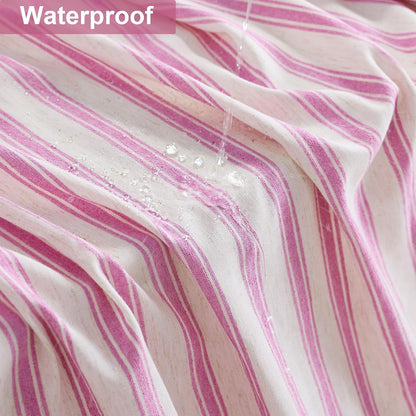 PROCIDA Pink Shower Curtain-Wider Striped, 72x72 Inch Yarn Dyed Linen Blend Cloth Fabric Bathroom Curtain with 12 Metal Hooks, Bath Curtain for Modern Farmhouse Bathrooms