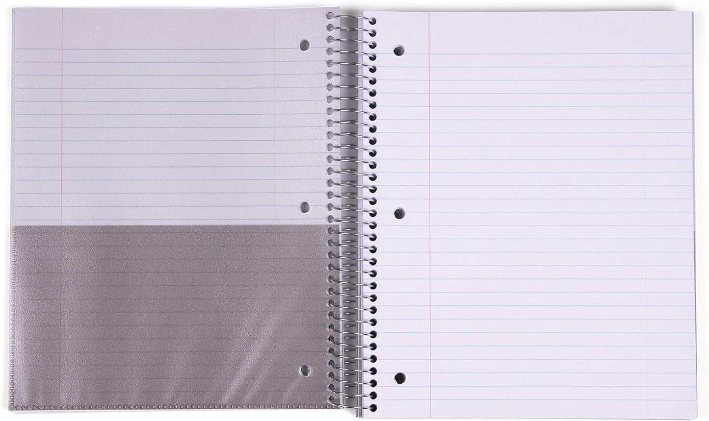 Mintra Office Durable Spiral Notebooks, 5 Subject (Spring Pink, Wide Ruled 1pk)