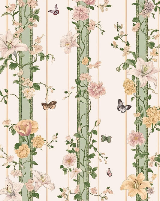 BOKEBEVE Extra Long Beige Pink Wallpaper Peel and Stick Boho Floral Contact Paper Renter Friendly Wall Paper for Tabletop Bathroom Shelf Liner Removable 17.5 x 393.5In