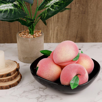 Happy Trees 12pcs Artificial Peach Simulation Fruit for Home Kitchen Table Cabinet Party Décor Photography Props Food