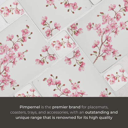 Pimpernel Pink Blossom Coasters, Set of 6 - Elegant Floral Drink Coasters with Cherry Blossom Pattern, Heat & Stain Resistant, Perfect for Kitchen, Dining & Everyday Entertaining