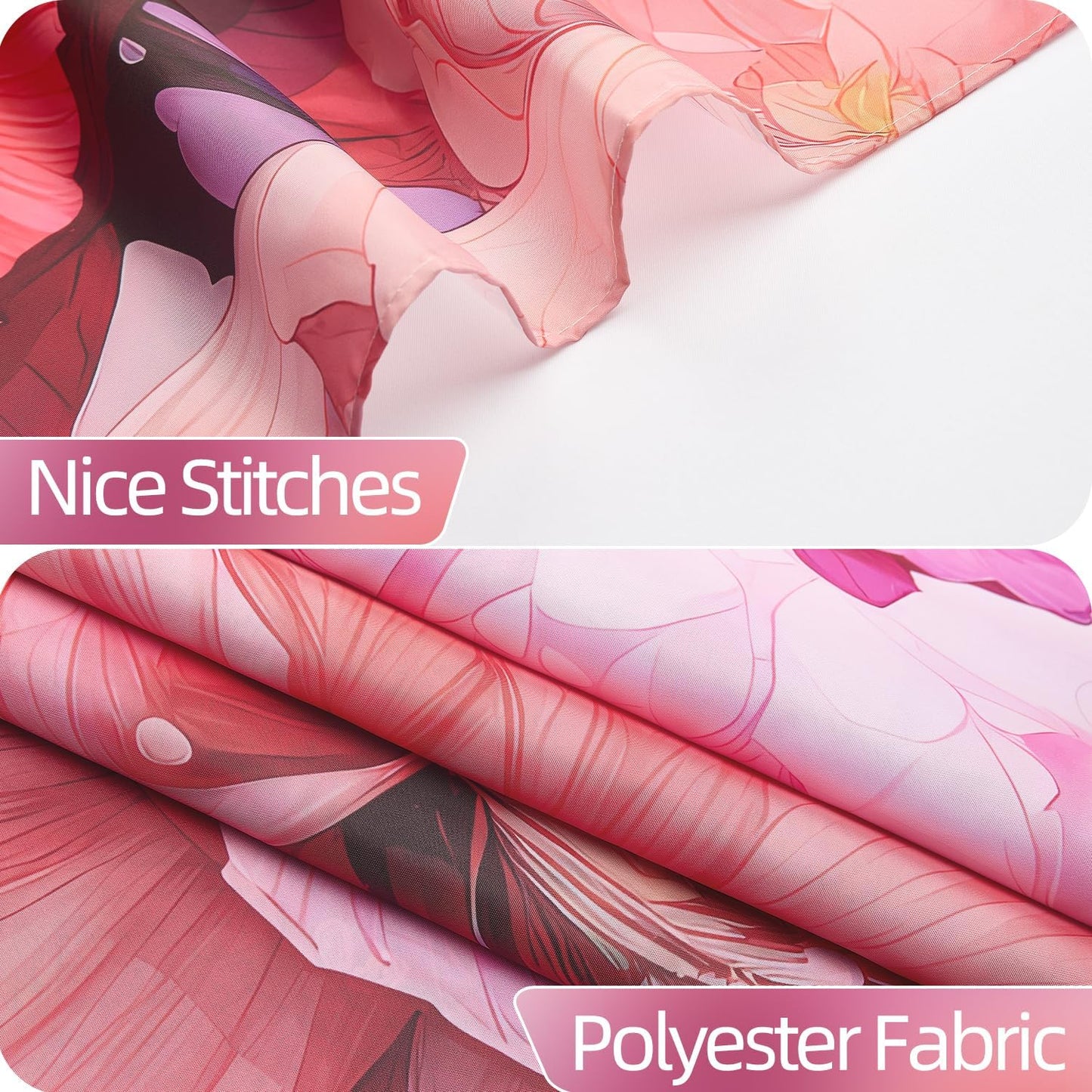 Pink Shower Curtain for Bathroom Rose Pink Floral Shower Curtain Set with Hooks Abstract Purple Pink Flowers Bathtub Decor Waterproof Fabric Curtains 72x72inches