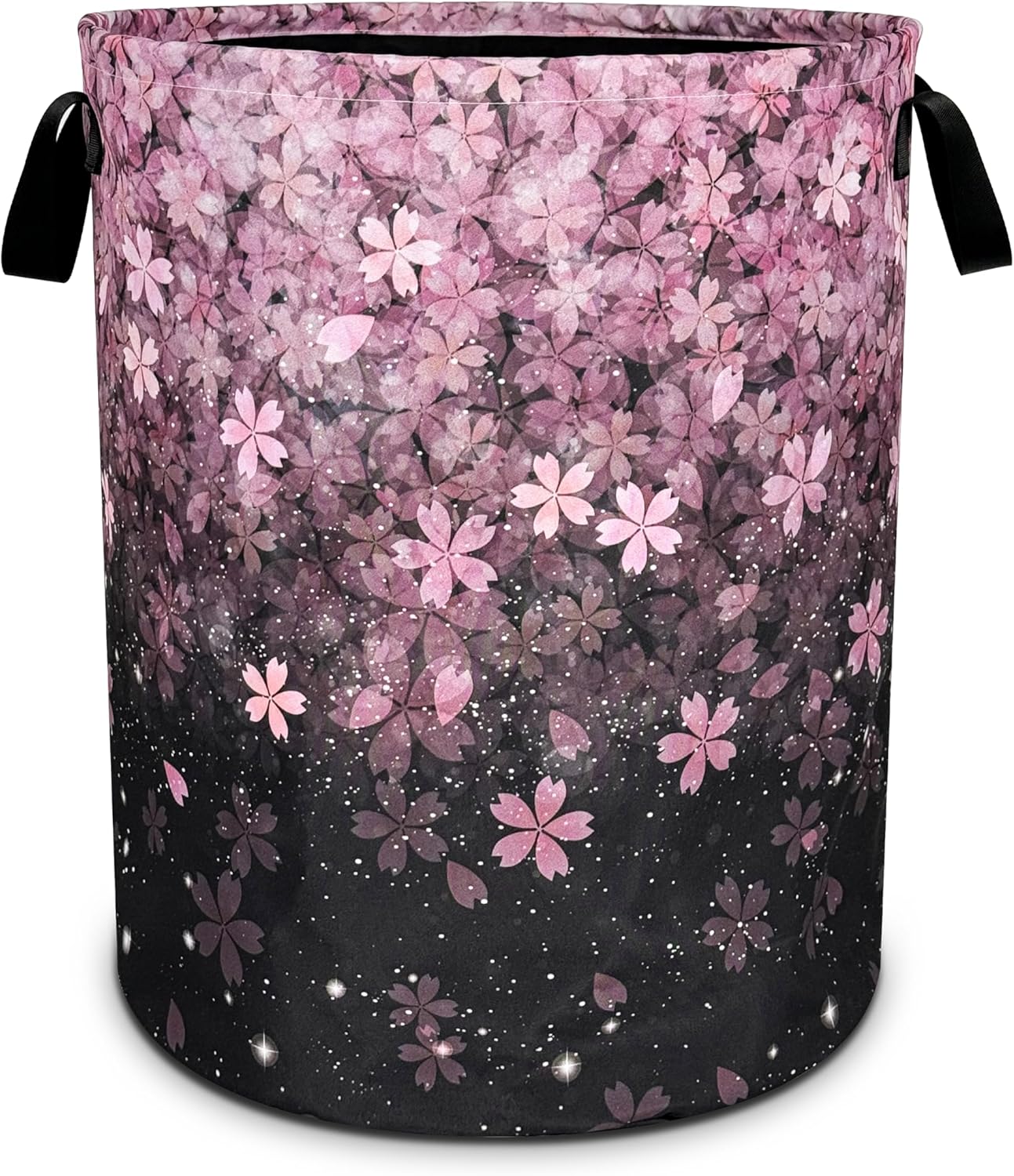 Cherry Blossoms Laundry Basket Pink Flowers Foldable Oxford Cloth Funny Tote Bag Laundry Hamper Clothes Storage Bucket Organizer For Bathroom/Laundry Storage/Bedroom 18.9x16.5 Inch