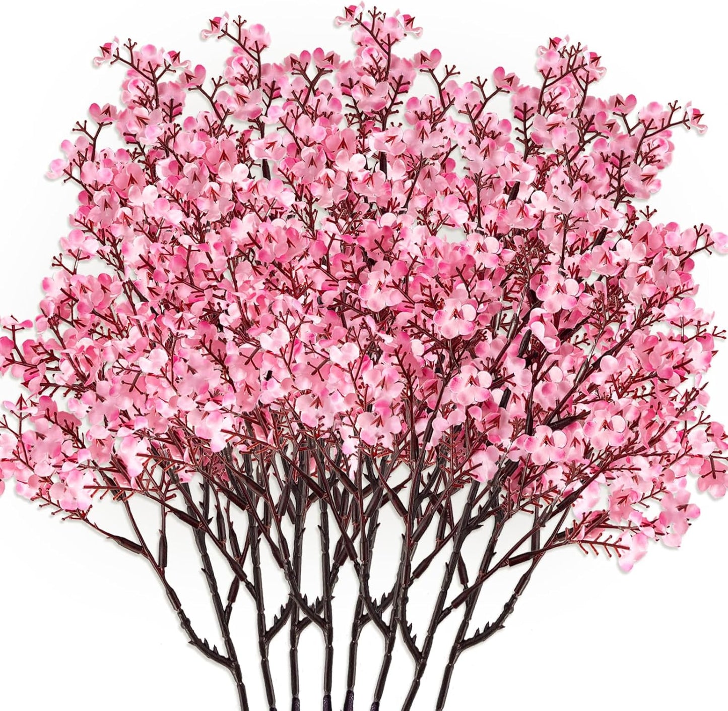 Babys Breath Artificial Flowers 8 Bundles Pink Real Touch UV Resistant Fake Flowers Silk Faux Flowers for Vase Home Office Wedding DIY Floral Indoor Outdoor Centerpiece Table Decoration