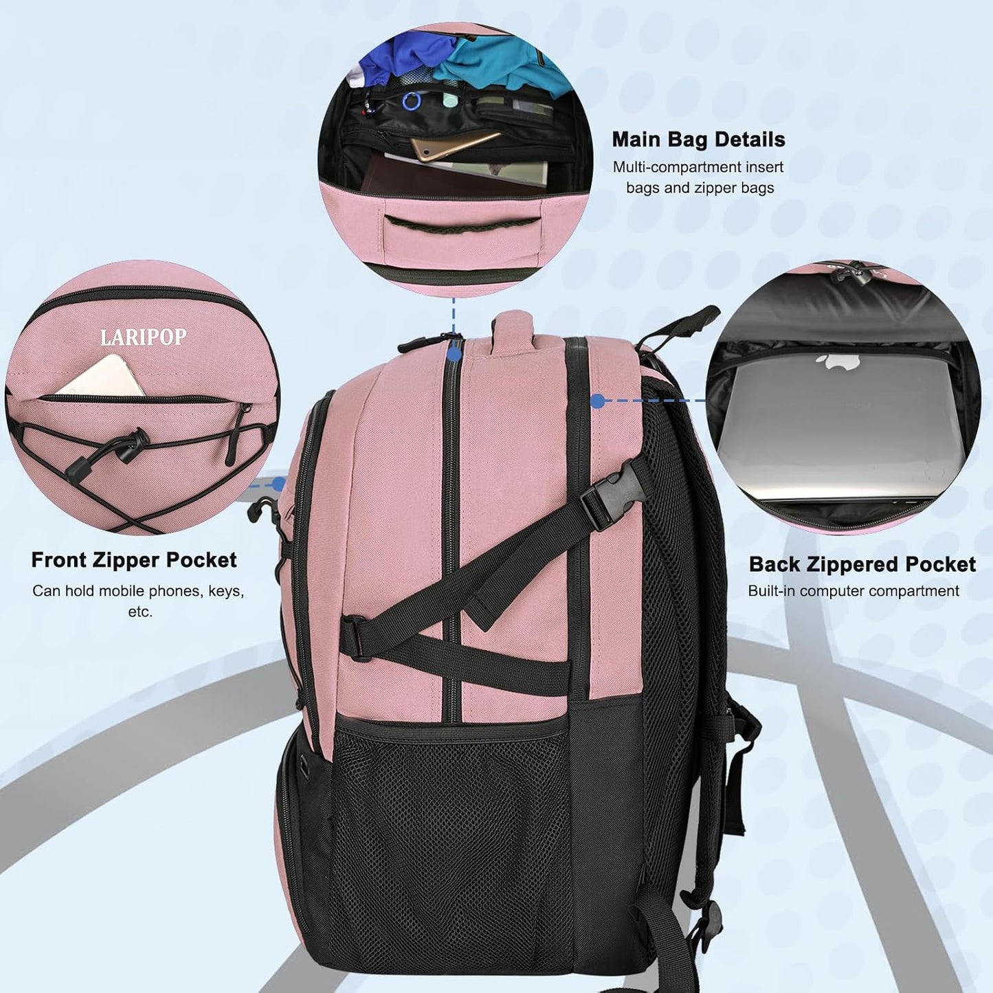 LARIPOP Basketball Backpack Large Basketball Bag with Ball Holder & Shoe Compartment for Adults Men Women