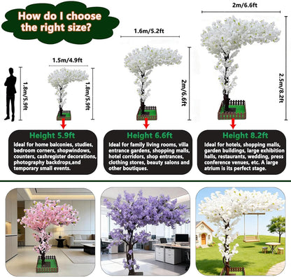Large Artificial Cherry Blossom Trees Pink 6.6ft for Indoor Outdoor Home Decor,Tall Fake Japanese Cherry Blossom Wishing Trees for Living Room Garden Party,Wedding,Courtyards,Centerpieces