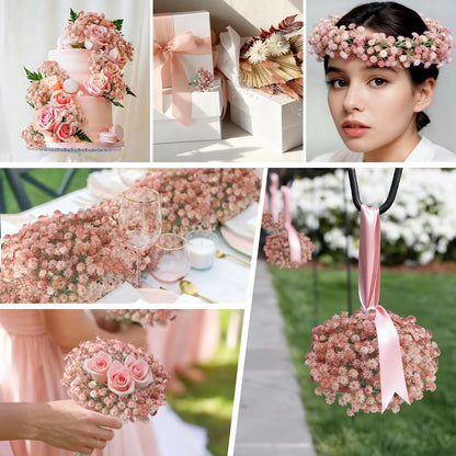 Baby Pink Flowers Artificial Babys Breath Real Touch Small Pink Babys Breath Flower Artificial for DIY Floral Arrangements Wedding Bridal Bouquet Indoor Party Mothers Day Home Decor