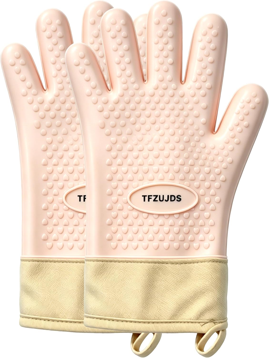 Silicone Oven Mitts Waterproof Heat Resistant 450°F Kitchen Mitts | Silicone Oven Mitts Extended Cuff Cotton Lined Heat Resistant Waterproof Non-Slip Oven Gloves with Fingers for Baking Cooking