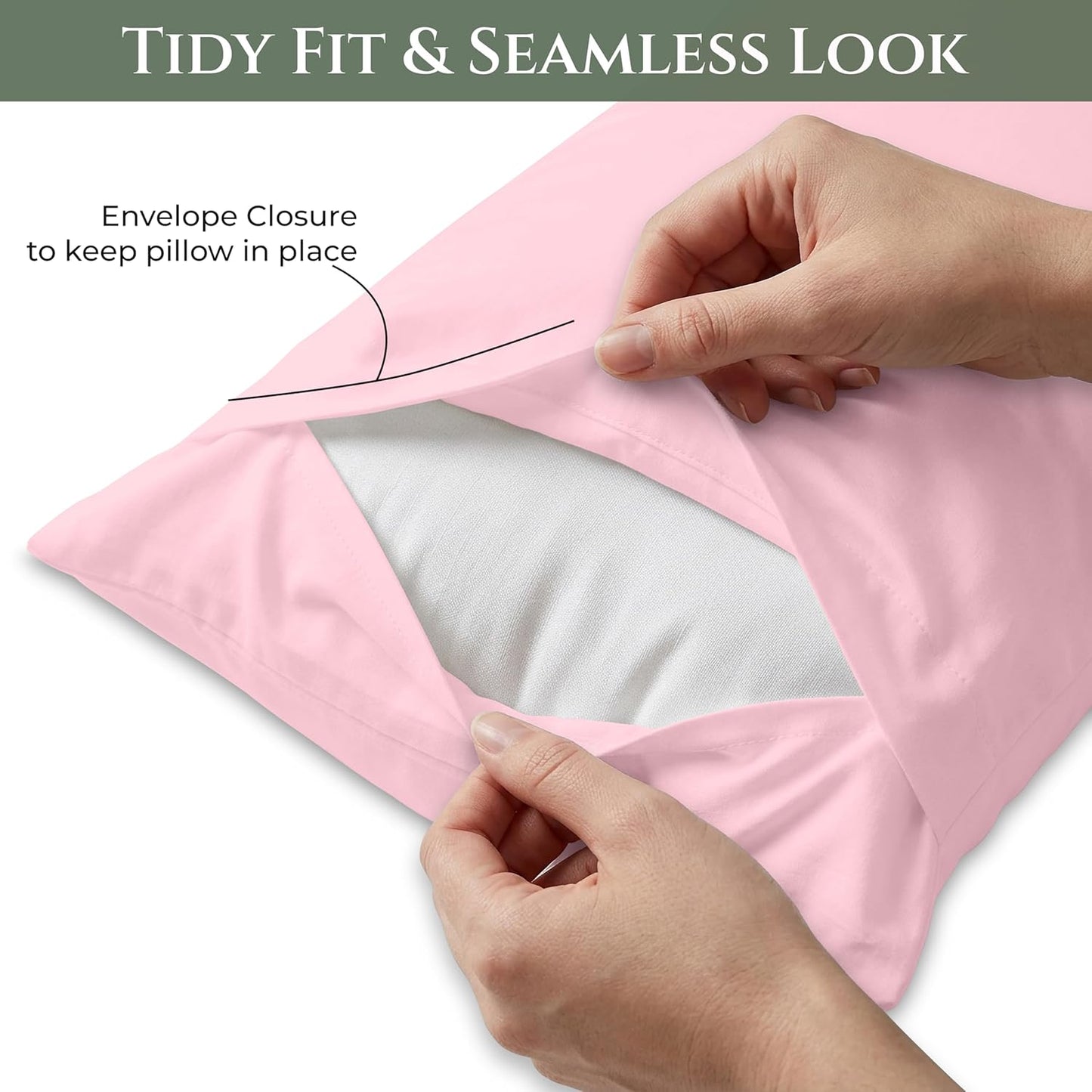 Royale Linens 100% Cotton Pillow Cases Standard Size Set of 2 - Percale Pillowcase - Pink Pillow Cases Super Soft Cooling & Breathable Hotel Cotton Pillowcases, Fits Standard Pillows (20"x26", Pink)