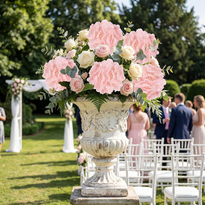 IPOPU 6PCS Real Touch Faux Hydrangea Artificial Flowers Light Pink Hydrangeas with Stems Lifelike Fake Hydrangeas for Home Table Wedding Baby Shower Party Floral Arrangements (Light Pink)