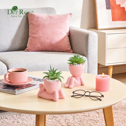 Der Rose 2 Pack Pink Succulents Plants Artificial Small Fake Plants Ideal Gift for Home Office Desk Decor