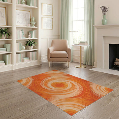 4'x6' Washable Flatwoven Rug, Peach Abstract Gradient Easy Care Throw Carpet Stain Resistant Low Profile Floor Covering for Dorm Room, Small Living Room, Apartment | Ref:2171276
