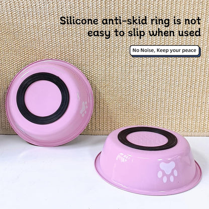 kathson 2 Pack Stainless Steel Dog Bowls,6" Spill Proof Metal Dog Food Bowls,Nonslip Rubber Bottom Pet Food and Water Bowl Set,Puppy Dishes Feeder for Medium Small Dogs,Pink