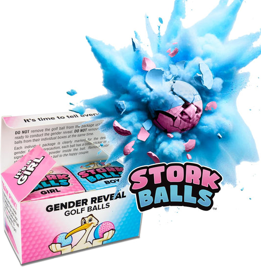 Party Smith Gender Reveal Golf Ball (2 Pack) - Exploding Golf Balls with Pink and Blue Powder for Team Baby Boy or Girl - Decorations Ideas Gifts Games Stuff - Globos para Revelacion De Sexo De Bebe