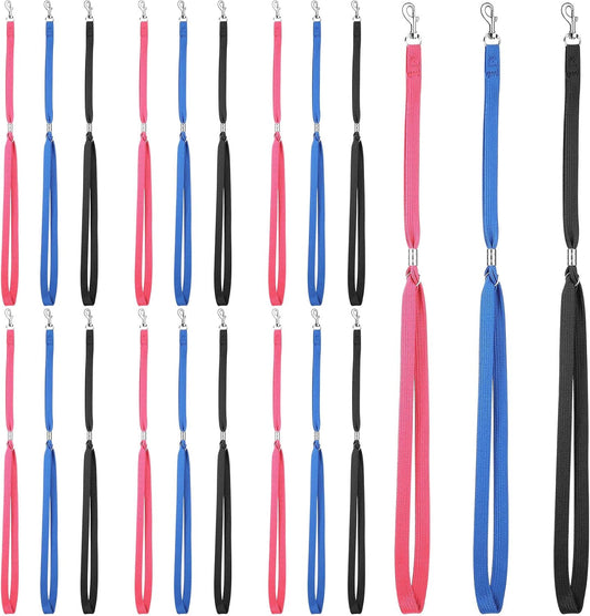 18 Pcs Pet Dog Grooming Loops Nylon Restraint Noose Adjustable Straps Fixed Dog Cat Safety Rope Supplies for Pet Grooming Table Bathtub, Blue, Black and Pink, 21 Inch