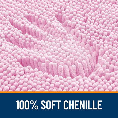 OLANLY Bathroom Rugs Sets 2 Piece, Soft Absorbent Chenille Bath Mats and U-Shaped Contour Toilet Mat Area Rug Set, Machine Washable Bath Carpet, Home Decor Accessories(24"x16"+24"x20", Pink)