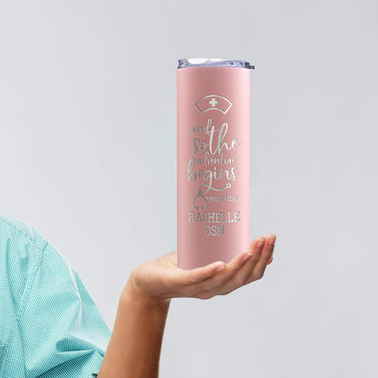 Personalized Nurse Gifts for Women - 20 Oz Skinny Tumbler with Lid - Light Pink - Nurse Appreciation Gift