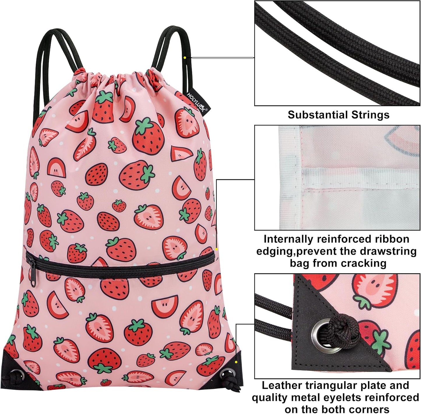 HOLYLUCK Drawstring Backpack Bag Sport Gym Sackpack
