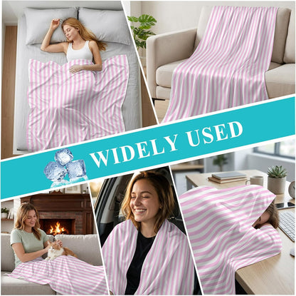 50"x60" Standard Throw Cooling Blanket Pink Striped Ice Silk Lightweight Breathable Soft Summer Blanket for Hot Sleepers Couch Bed Sofa Camping Spring Summer