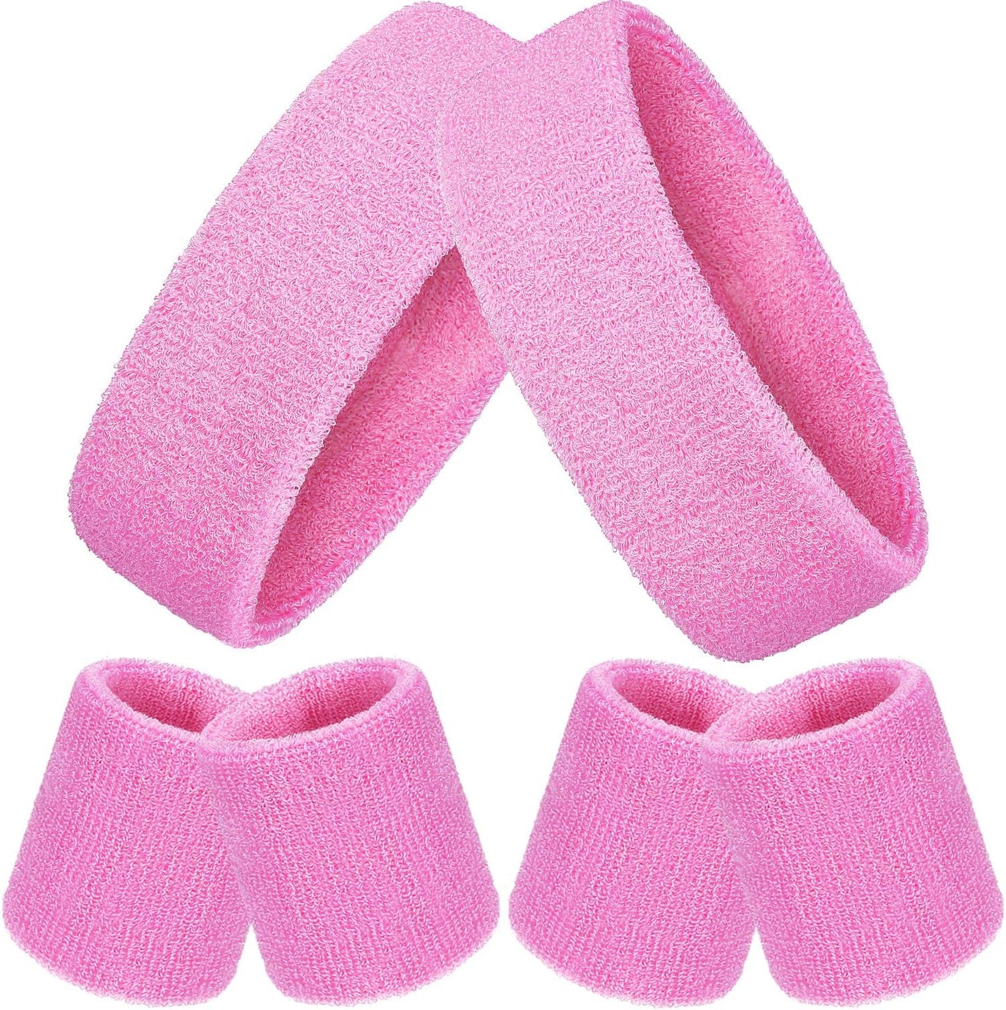Bememo 6 Pcs Neon Sports Sweatbands Set Sports Competitions Sweatbands 2 Headband 4 Wristbands Breathable Terry Cloth Athletic Bands for Team Soccer Spirit 80s Costumes Cosplay