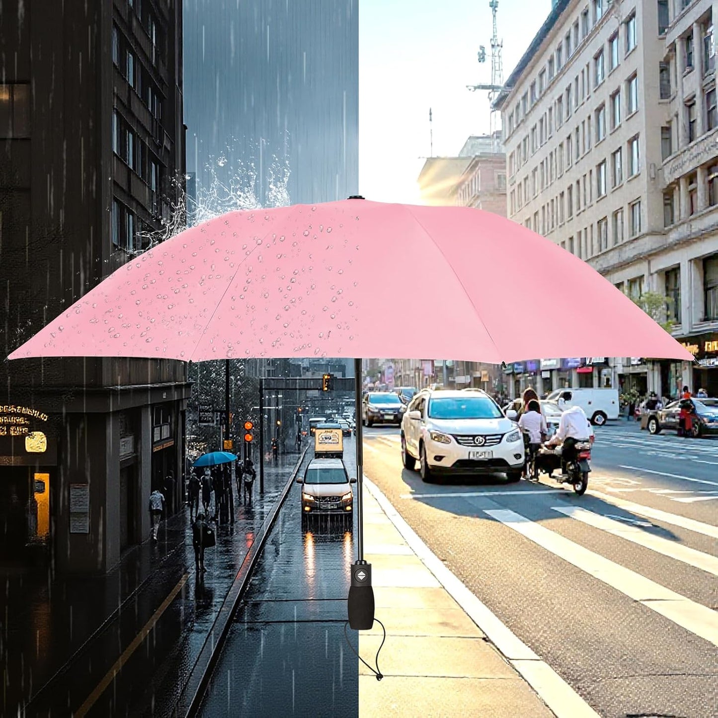 G4Free 46 Inch Inverted Umbrella Windproof Travel Umbrella for Rain & Sun | Black Coating UV Protection, Strong 8 Ribs, Auto Open/Close, Reverse Folding Umbrella with Non-Slip Grip, Fits Car & Backpack