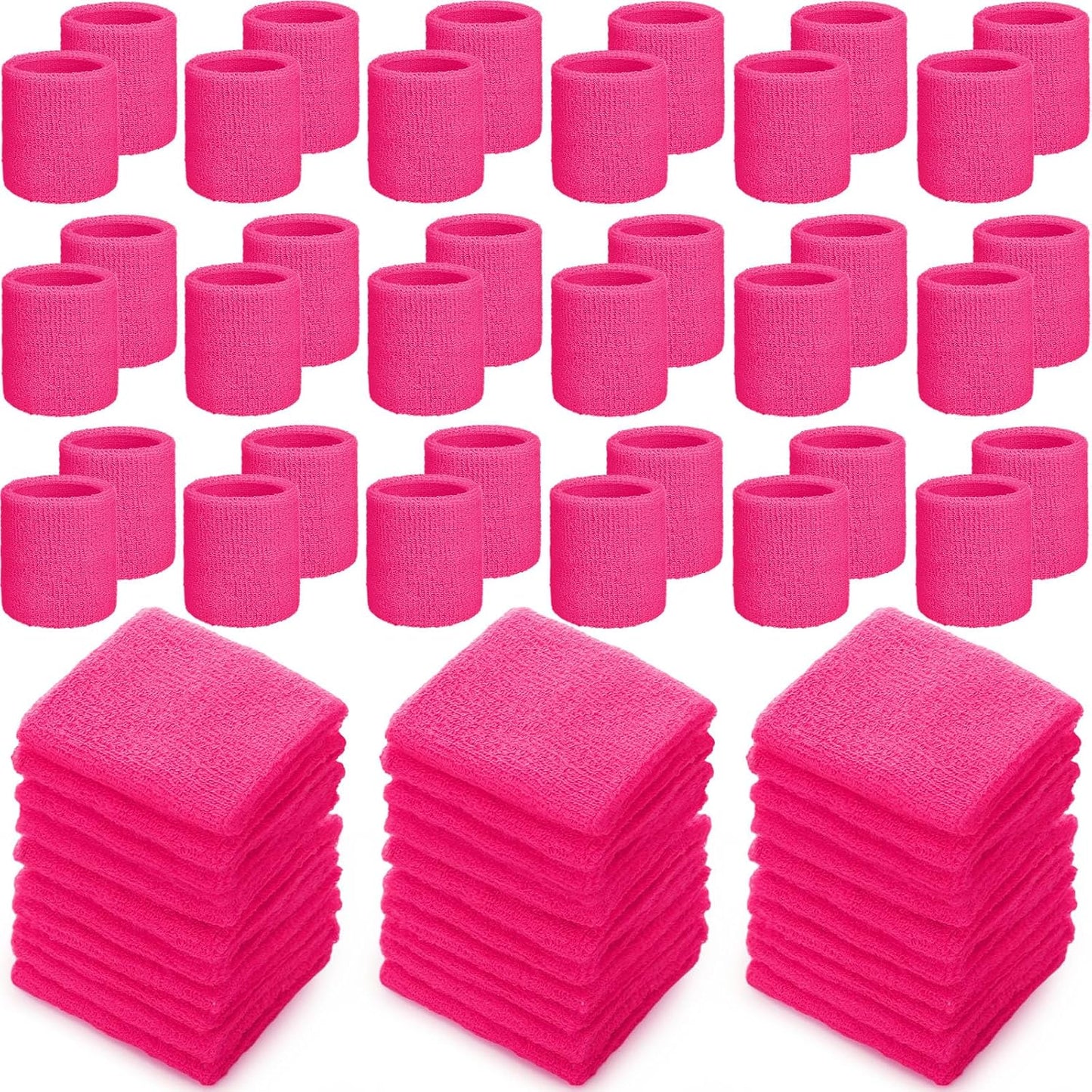 60 Pcs Wristband Bulk Sweatbands Neon 80s Sports Tennis Wristband Thick Cotton Gymnastics Adult Sweat Band Absorbent Sweatband for Men Women Party Supply Basketball Football 30 Pair